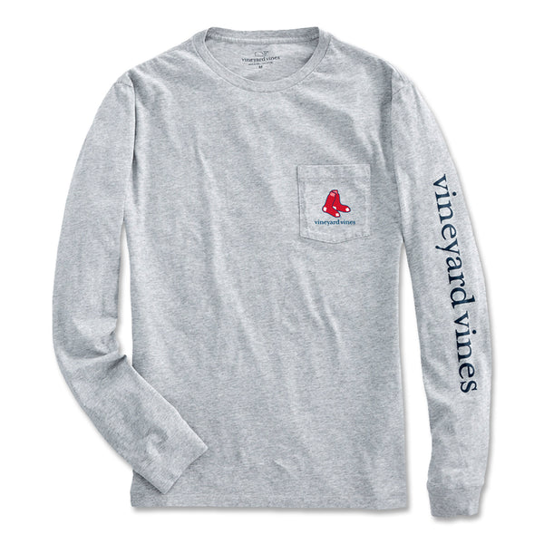 Boston Red Sox Vineyard Vines Logo Hoodie Long Sleeve T-Shirt - Navy