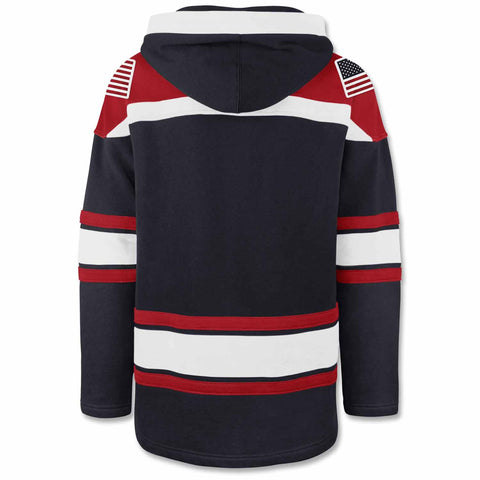 Patriots 47 Lacer Hood - Pat the Patriot Logo - Red